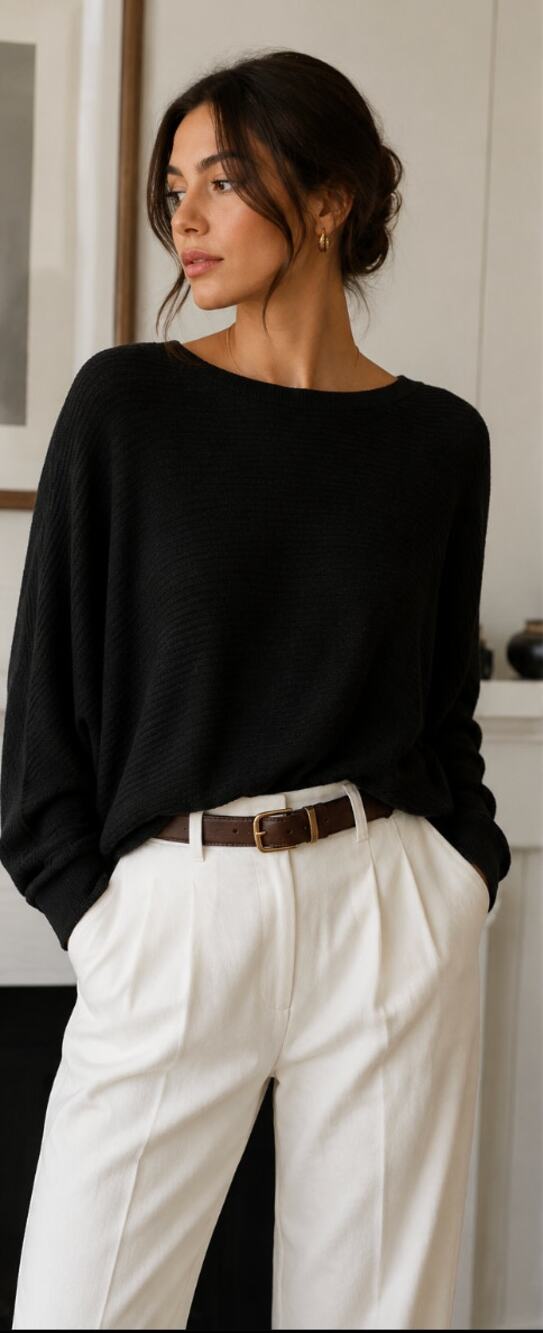 Express Black Plunged Open Back Large Black Sweater Comfy Cozy Minimalist Boho